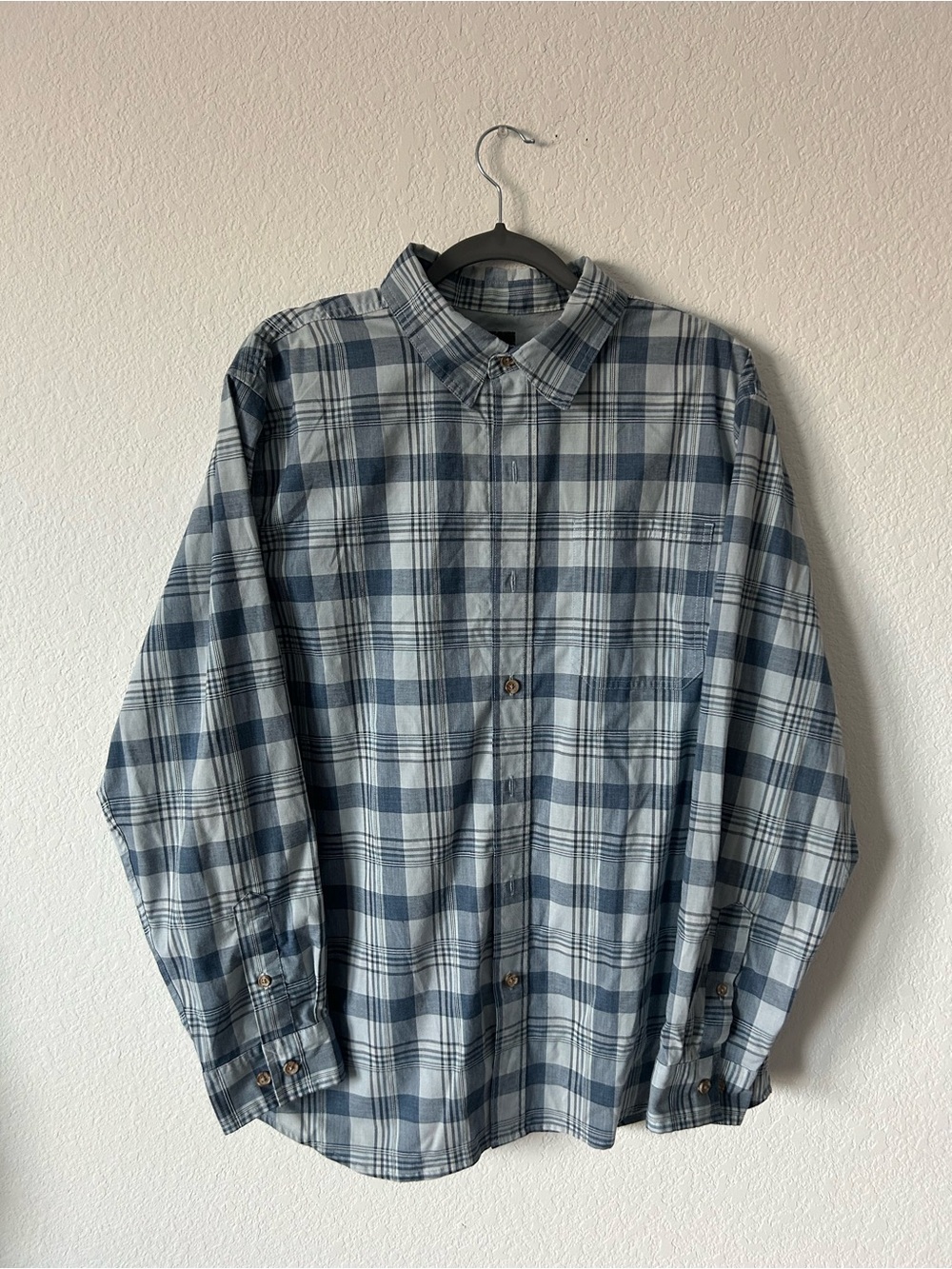Ridgecut Toughwear Blue Grey Plaid Workwear Button Up Shirt Men's Size Large L